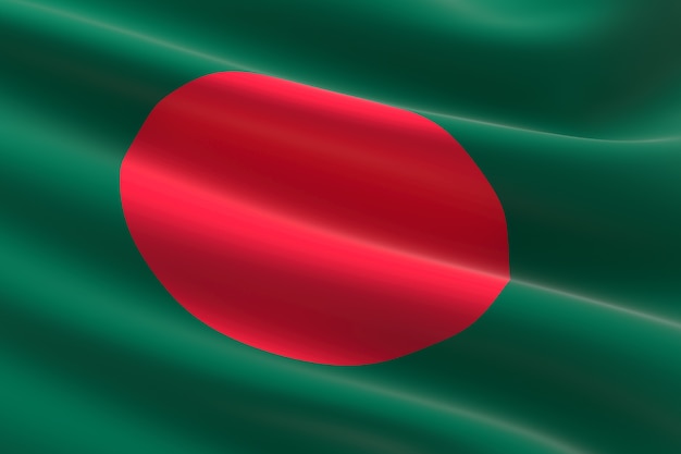 Flag of Bangladesh. 3d illustration of the bangladeshi flag waving.