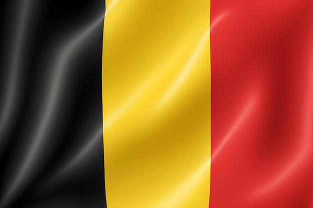 A flag of belgium with a red and yellow flag