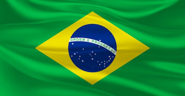 Flag of Brazil Flying in the Air