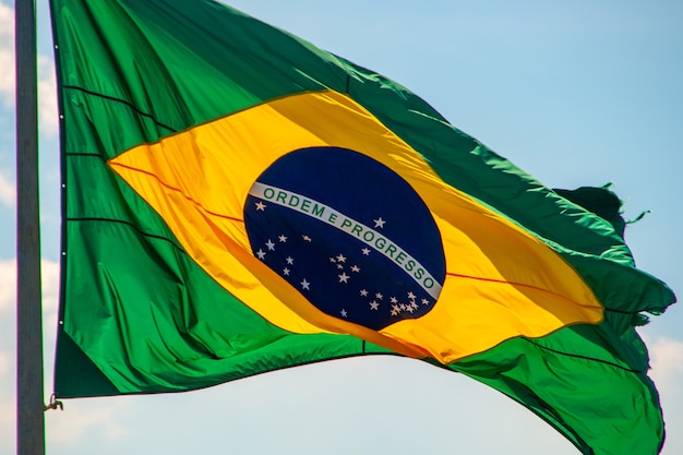 Flag of brazil outdoors in rio de janeiro Brazil.