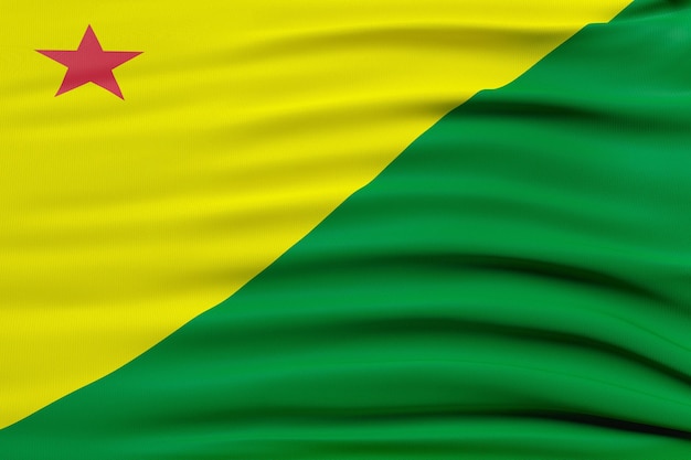 Flag of the Brazilian state Acre in 3d render with fabric texture