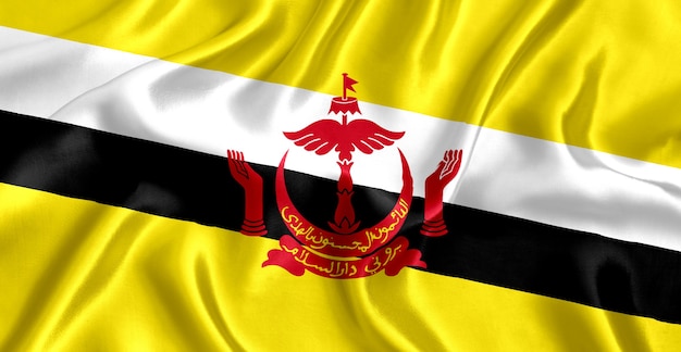 Flag of Brunei silk close-up background