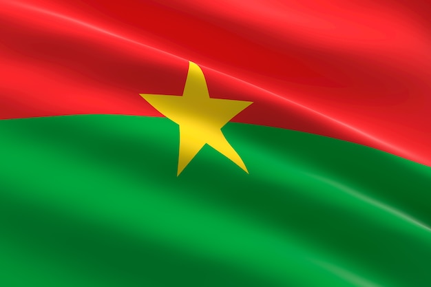 Flag of Burkina Faso 3d illustration of the burkinese flag waving