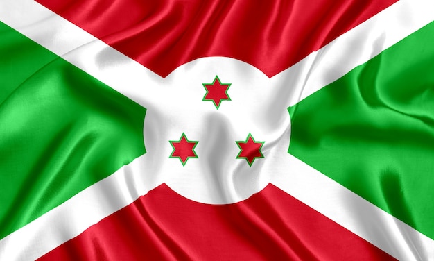 Flag of Burundi silk close-up background