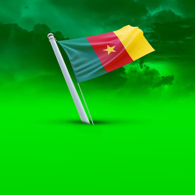 A Flag of cameroon on a Green cloud backround useing for social media