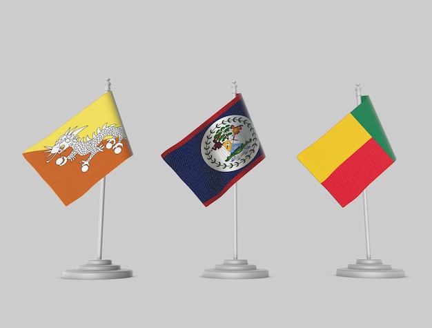 Flag collection - Bhutan, Belize, Benin