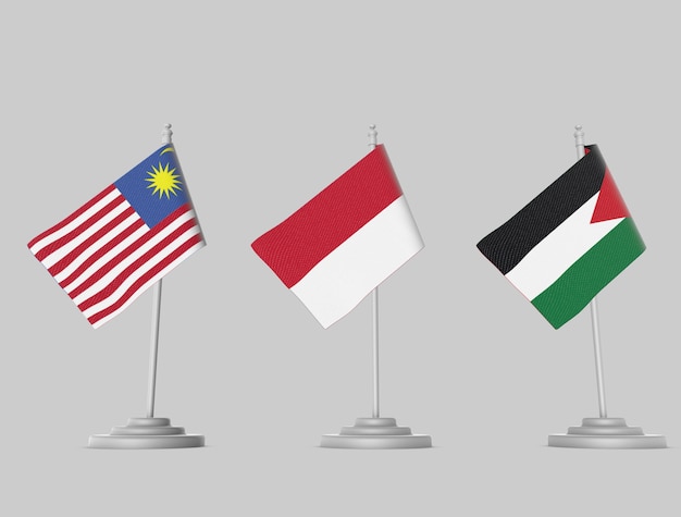 Flag collection - Malaysia, Indonesia, Jordan