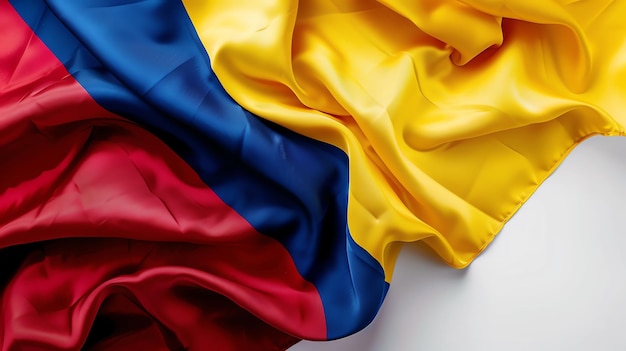 The flag of Colombia blue yellow and red waving in the wind