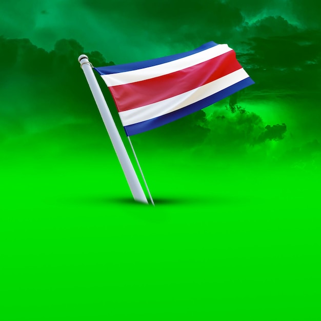 A Flag of costa_rica on a Green cloud backround useing for social media