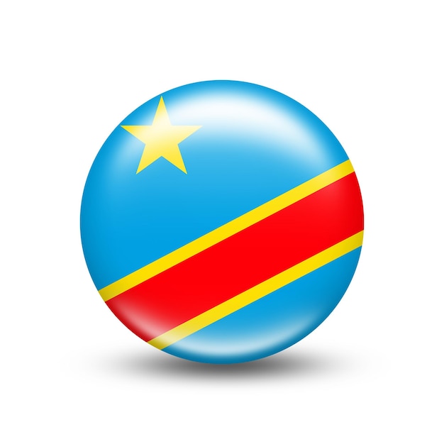 Flag of the country Democratic Republic of the Congo in a sphere with white shadow - illustration