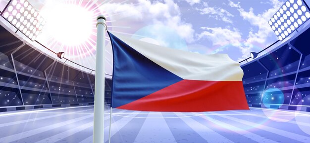 Flag of CzechRepublic 3d Flag on a football ground