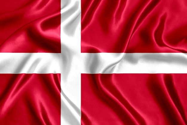 Flag of Denmark silk close-up background