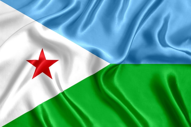 Flag of Djibouti silk close-up background