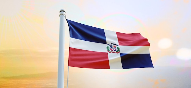 Flag of dominican_republic 3d flag waving banner and background