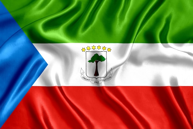 Flag Equatorial Guinea silk close-up background