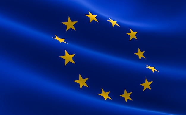 Flag of European Union. 3D illustration of the EU flag waving.