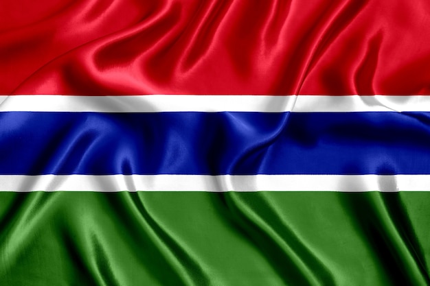 Flag of the Gambia silk close-up background