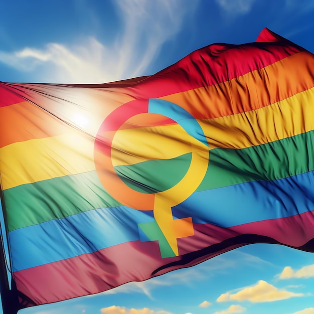 The flag of gender equality waving in the wind