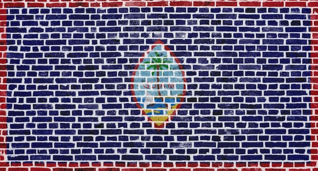 Flag of Guam painted on a brick wall