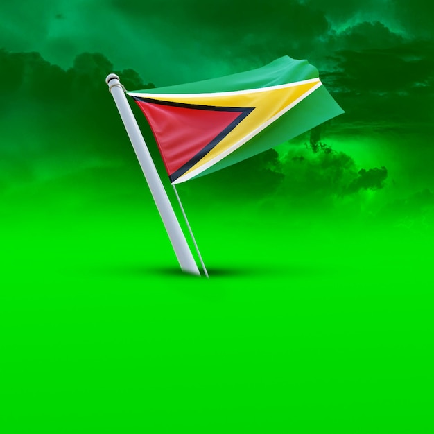 A Flag of guyana on a Green cloud backround useing for social media