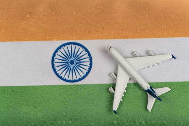 Flag of India and airplane