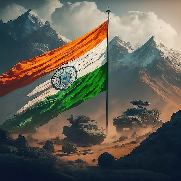 flag of india and flag of india military army concept