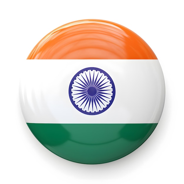 Flag of india on sphere isolated on white 3D illustration