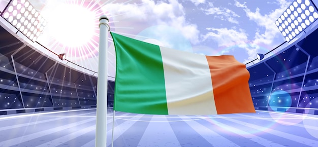 Flag of ireland 3d Flag on a football ground