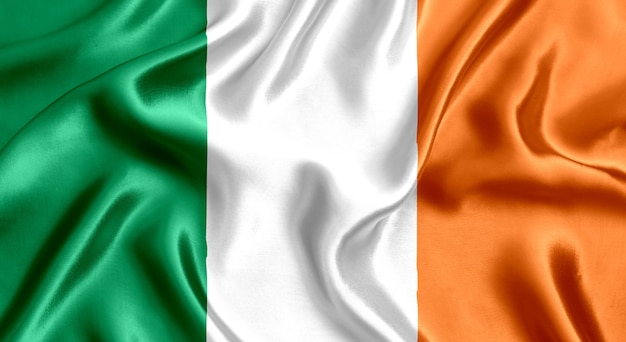 Flag of Ireland silk close-up background