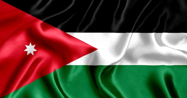 Flag of Jordan silk close-up background