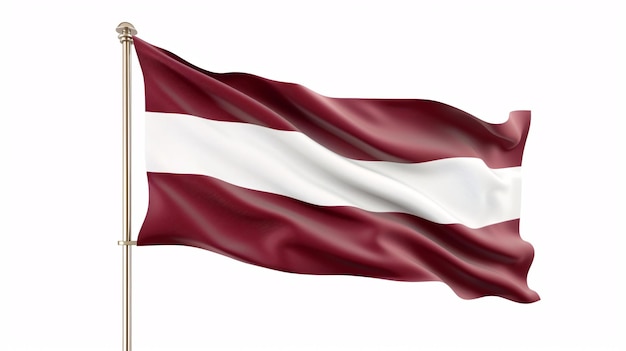 Photo a flag of latvia on a white background with a detachable stick