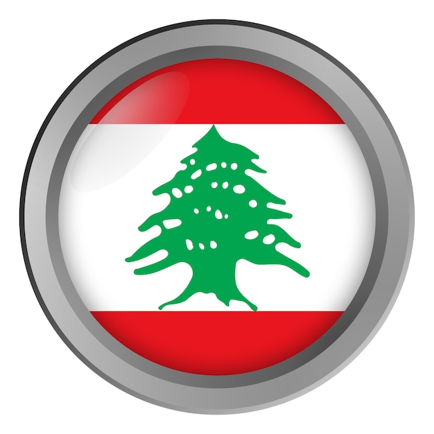 Flag of Lebanon round as a button