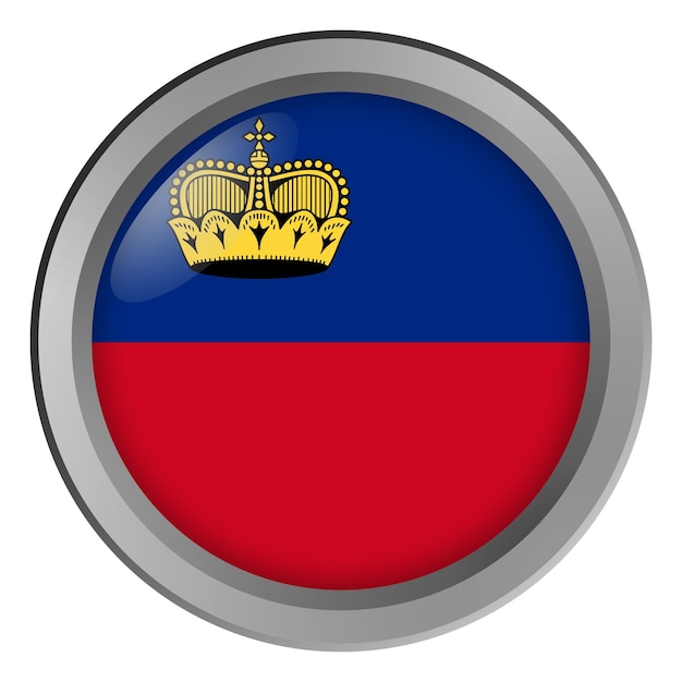 Flag of Liechtenstein round as a button