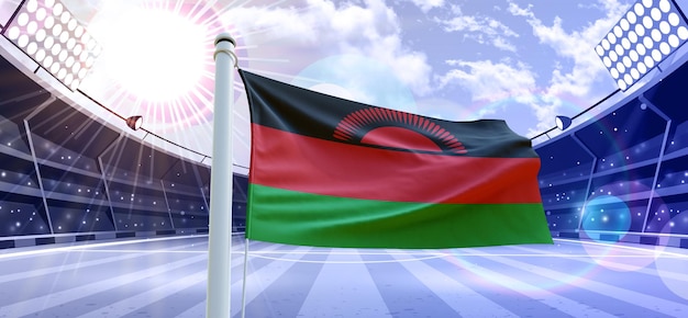 Flag of malawi 3d Flag on a football ground