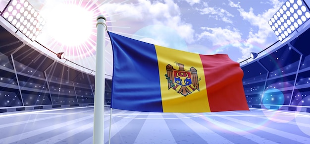 Flag of moldova 3d Flag on a football ground