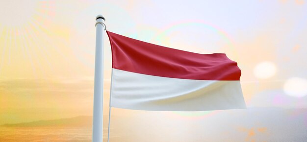 Flag of monaco 3d flag waving banner and background