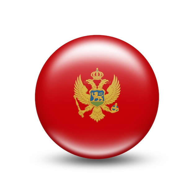 Flag of Montenegro in a circle with a white shadow - illustration