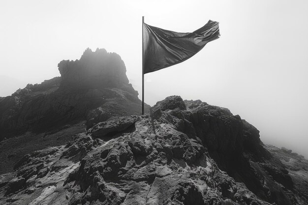 Photo flag on mountain summit