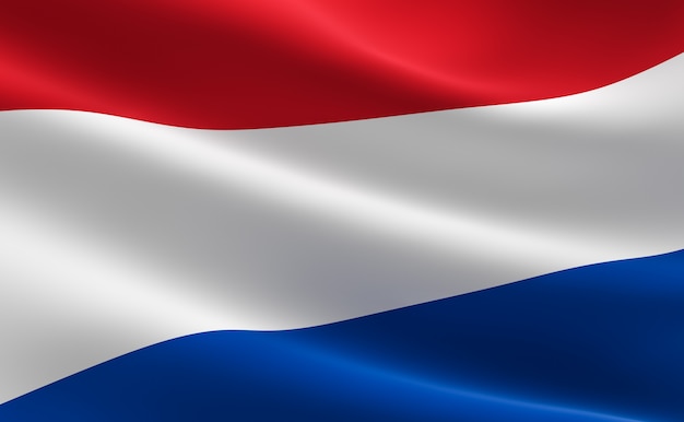 Flag of Netherlands. Illustration of the Dutch flag waving.