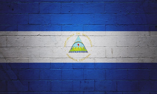 Flag of Nicaragua painted on a wall