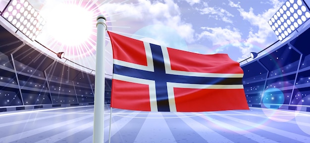 Flag of norway 3d Flag on a football ground