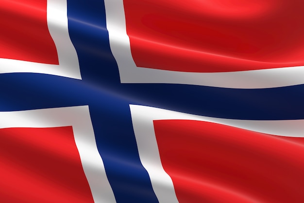 Flag of Norway. 3d illustration of the Norwegian flag waving.