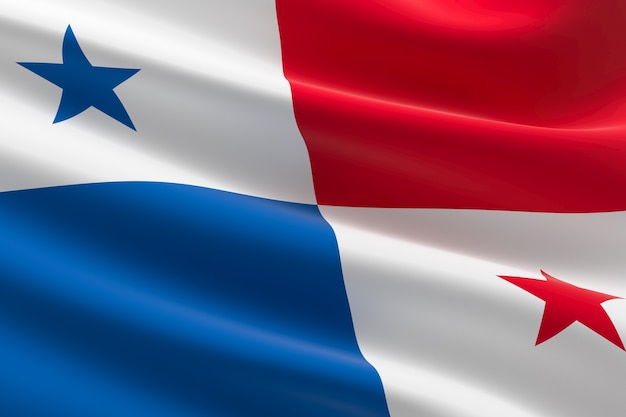 Flag of Panama. 3d illustration of the Panama flag waving.