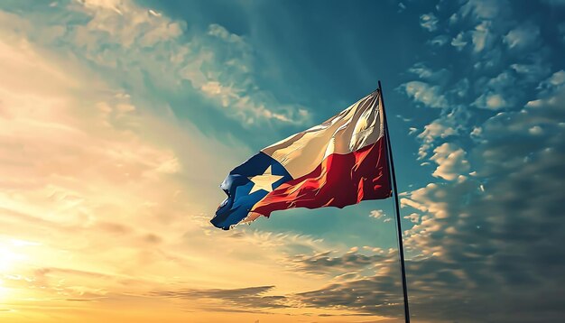 Flag of panama waving in the wind against blue sky with white clouds