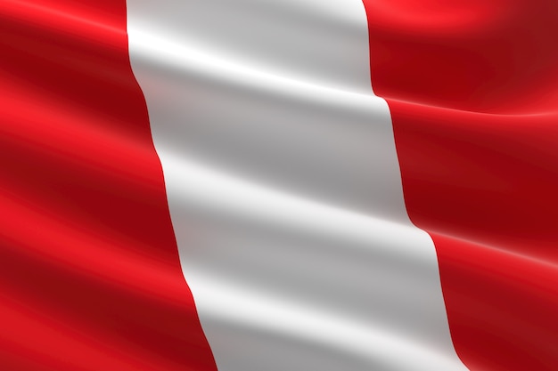 Flag of Peru. 3d illustration of the Peruvian flag waving.