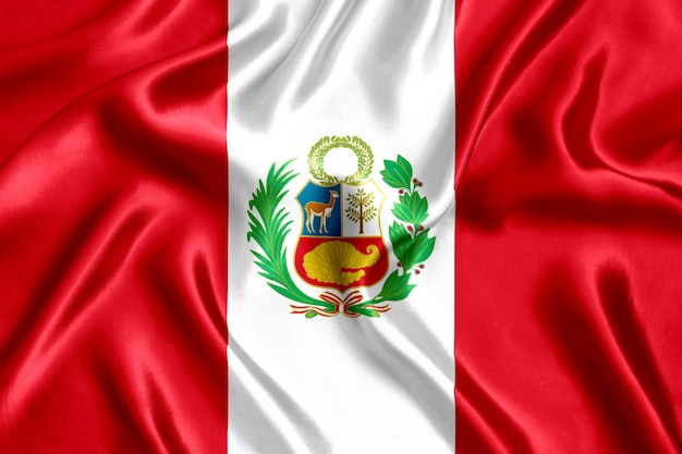 Flag of Peru silk close-up