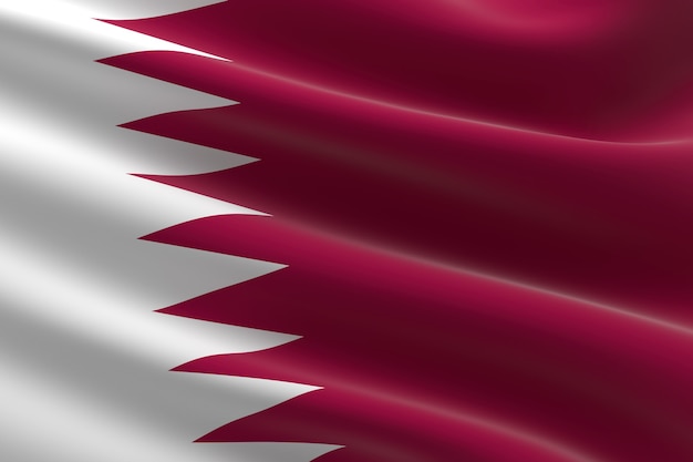 Flag of Qatar. 3d illustration of the Qatari flag waving.