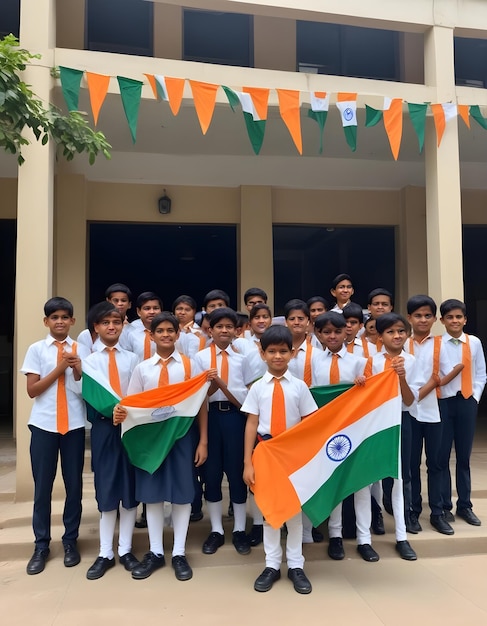 Photo flag raised for celebrating indian republic day