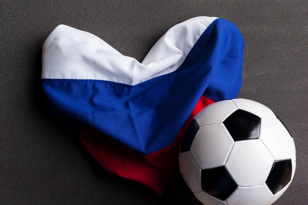 Flag of Russia with football ball