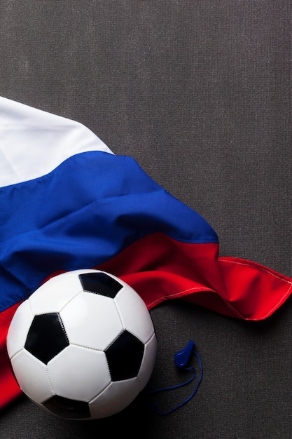 Flag of Russia with football ball